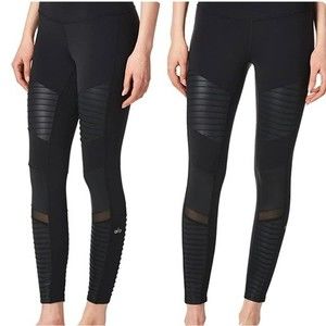 Alo Yoga High-Waist Moto Legging in Black Glossy sz Medium